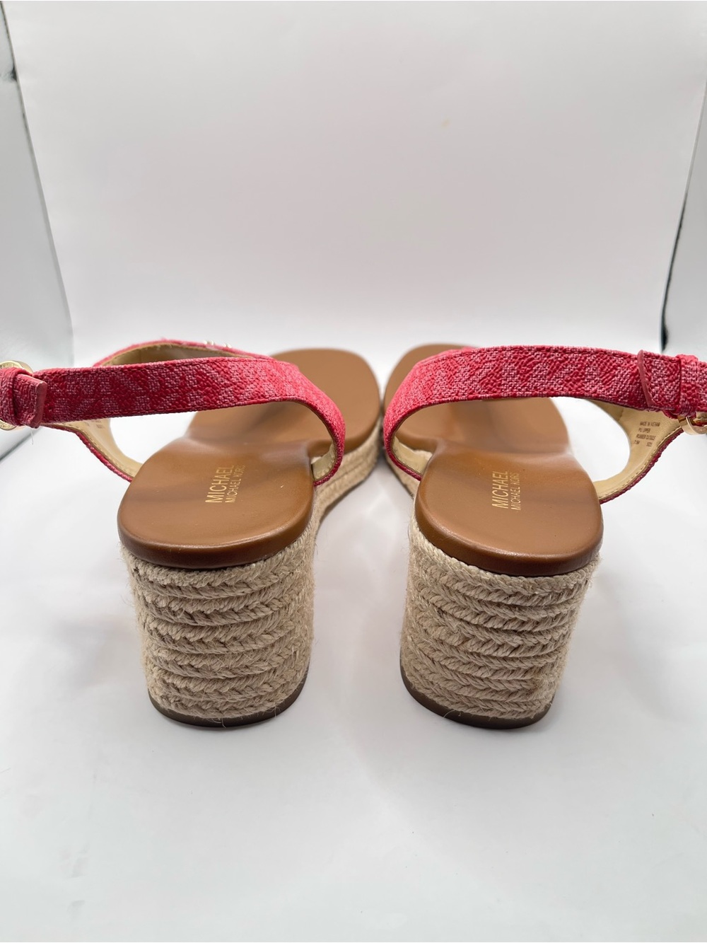 Michael Kors Laney Women's 7.5M Pink MK Logo Espadrille Wedge Sandals - Picture 3 of 9